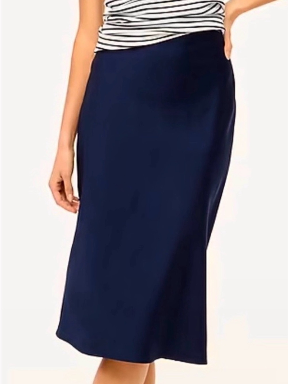 J crew navy satin Classic Navy A-Line Women's Skirt medium minimalist